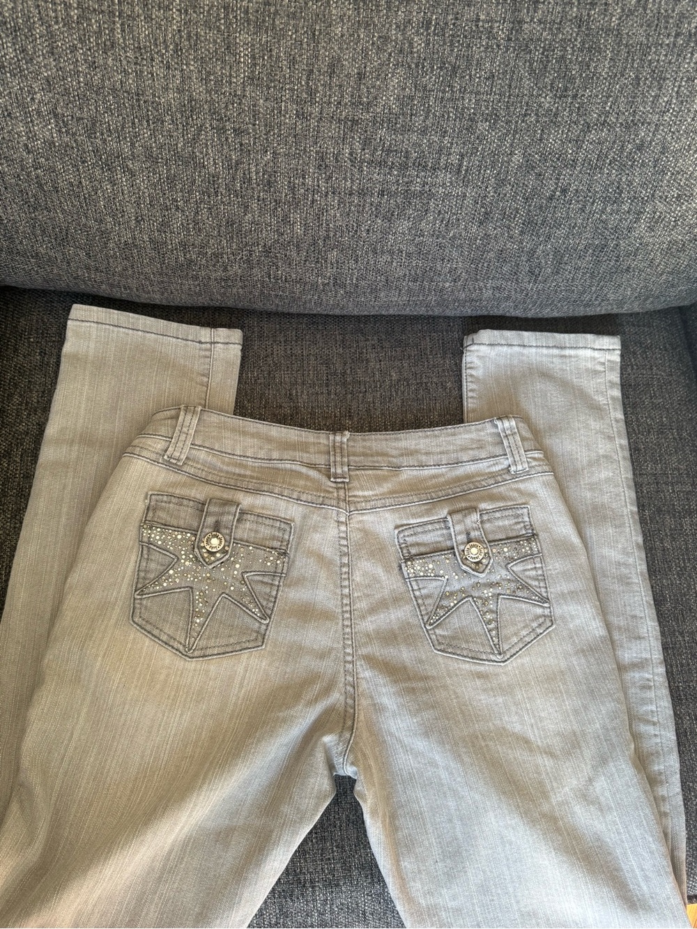 Suko Jeans Light Grey Women's Jeans with Embellished Pockets